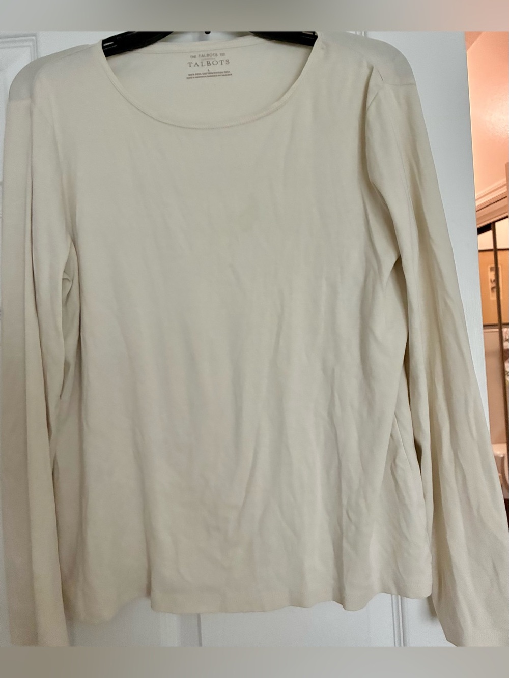 Talbots “ The Talbots Tee” off White, size Large.  NWOT  Scoop &  Round Collar